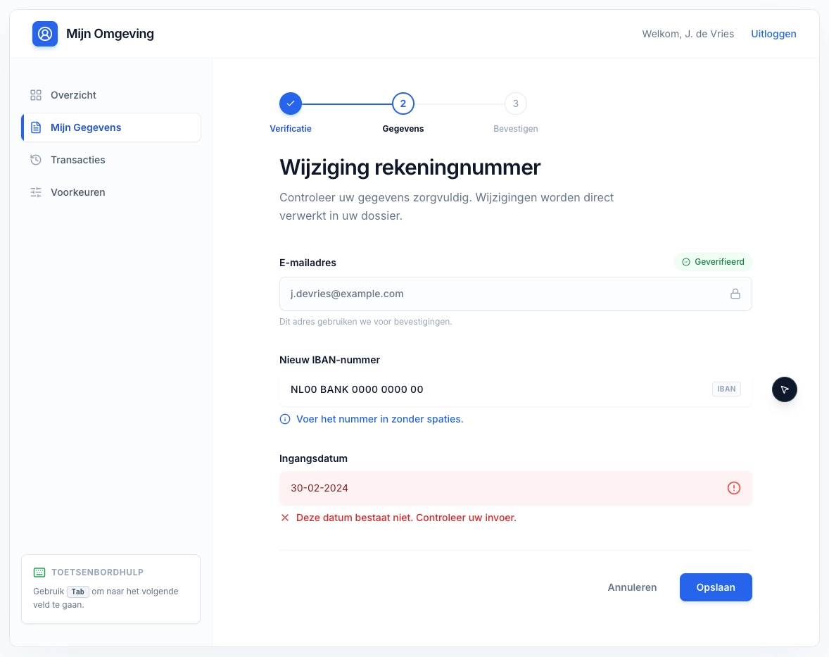Self-service omgeving - Toegankelijke mijn-omgeving met formulieren en accountbeheer